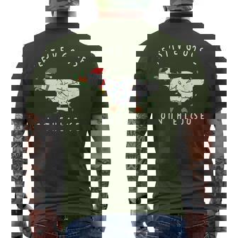 Festive Goose On The Loose Christmas Light Silly Goose Santa Men's T-shirt Back Print - Monsterry