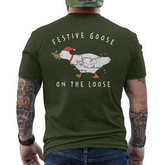 Festive Goose On The Loose Christmas Santa Silly Goose Farm Men's T-shirt Back Print - Thegiftio UK