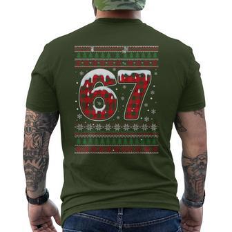 Festive Plaid Holiday Cheer 67 Six Seven Christmas 67 Meme Men's T-shirt Back Print - Monsterry