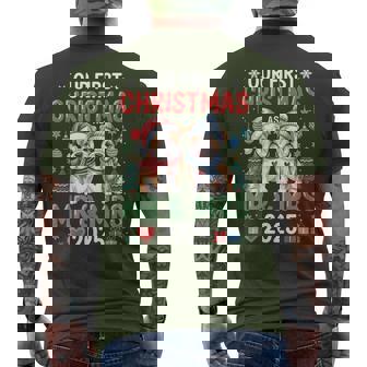 Our First Christmas As Mr & Mrs 2025 Couple English Bulldog Men's T-shirt Back Print | Mazezy