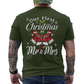 Our First Christmas As Mr & Mrs Couples Xmas Lights Pajamas Men's T-shirt Back Print - Thegiftio UK