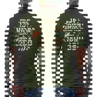 First Christmas As Stepdad 2025 Christmas With Santa Hat Men's T-shirt Back Print - Seseable