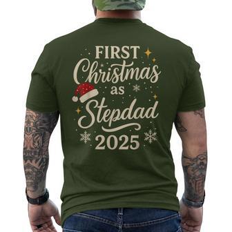 First Christmas As Stepdad 2025 Christmas With Santa Hat Men's T-shirt Back Print - Thegiftio UK