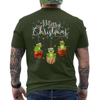 Frog Merry Christmas Lights Ornaments Balls Frogs Xmas Men's T-shirt Back Print - Thegiftio UK