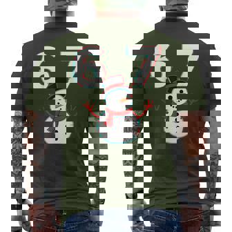 6 7 Meme Snowman Christmas Six Seven Viral Humor Men's T-shirt Back Print | Mazezy