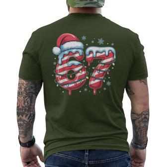 67 Meme Six Seven Christmas Candy Cane Drip Men's T-shirt Back Print - Monsterry