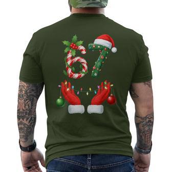 67 Six Seven 6 7 Meme Christmas Pajamas Matching Men's T-shirt Back Print - Thegiftio UK