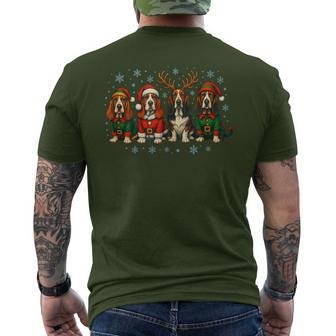 Basset Hound Dog Christmas Santa Hat Xmas Family Men's T-shirt Back Print - Thegiftio UK