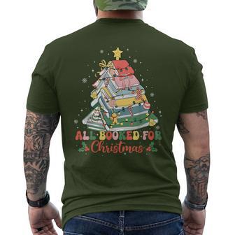 All Booked For Christmas Book Lovers Xmas Tree Lights Men's T-shirt Back Print - Thegiftio UK