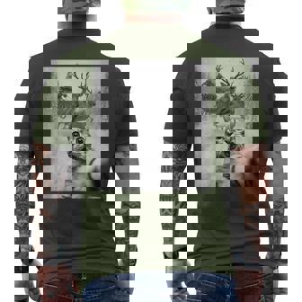 Cat Selfie Santa Merry Christmas Xmas Pajamas Holiday Men's T-shirt Back Print - Monsterry