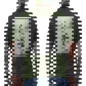 Cat Selfie Snowman Merry Christmas Xmas Pajama Holiday Men's T-shirt Back Print | Mazezy