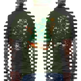 Christmas Cats Climbing Tree Cute Cat Xmas Holiday Men's T-shirt Back Print - Thegiftio