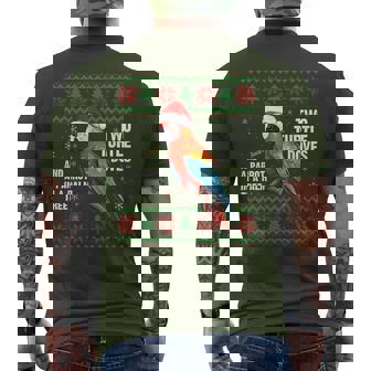 Christmas Tropical Parrot Ugly Christmas Sweater Men's T-shirt Back Print - Thegiftio