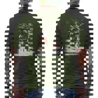 Cocker Spaniel Dog In The Snow Tree Christmas Winter Men's T-shirt Back Print - Monsterry