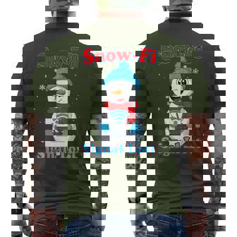 Holiday Christmas Snowman Pun Snow-Fi Signal Lost Men's T-shirt Back Print | Mazezy