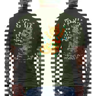 Orange Cat Christmas Light It's Fine I'm Fine Xmas Men's T-shirt Back Print - Thegiftio