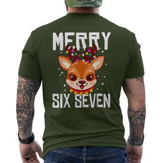 Reindeer Merry Six Seven Christmas 67 Meme Xmas Boys Men's T-shirt Back Print - Thegiftio UK