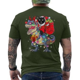 Santa Cat Riding Dinosaur Xmas Lights Men's T-shirt Back Print - Thegiftio UK