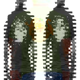 Santa Claus Face Christmas Xmas Leopard Santa Hat Men's T-shirt Back Print | Seseable CA