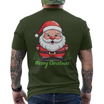 Santa Claus Face Merry Christmas Vintaget Men's T-shirt Back Print - Thegiftio UK