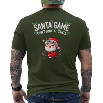 Santa Game Don't Look Christmas Meme Men's T-shirt Back Print - Thegiftio UK