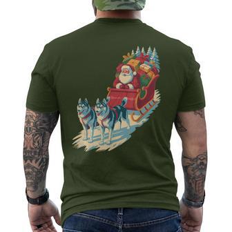Santa Husky Sleigh Ride – Vintage Holiday Classic Men's T-shirt Back Print - Thegiftio UK