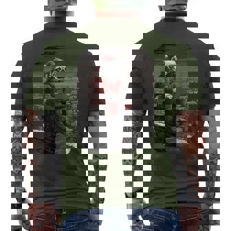 Santa Pug On Chimney With Laptop Cute Christmas Dog Men's T-shirt Back Print - Thegiftio