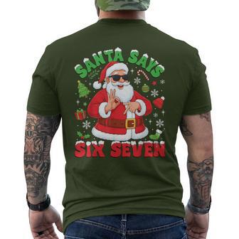 Santa Says Six Seven Merry Christmas 67 Santa Claus Men's T-shirt Back Print - Thegiftio UK