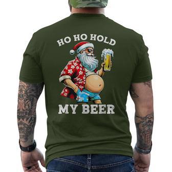Santa With Sunglasses And Beer Christmas Men's T-shirt Back Print - Thegiftio UK