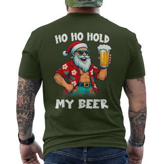 Santa With Sunglasses And Beer Merry Christmas Men's T-shirt Back Print - Thegiftio UK