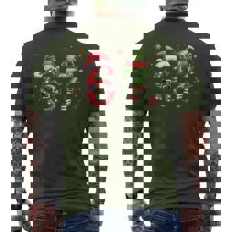 Six Seven 6 7 Meme Humor Santa Elf 67 Christmas Pajama Men's T-shirt Back Print - Thegiftio