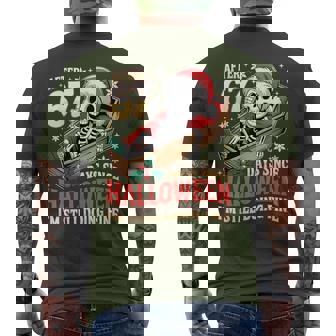 Skeleton In Coffin 67 Meme Humor Santa Hat Christmas Men's T-shirt Back Print - Monsterry