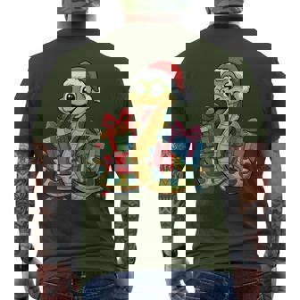 Snake Santa Hat Animals Lovers Ugly Christmas Pajamas Men's T-shirt Back Print | Seseable FR