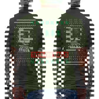 Tech The Halls Computer Geek Ugly Christmas Sweater Men's T-shirt Back Print - Seseable
