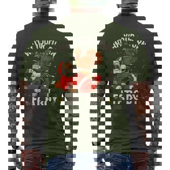 Thanksgiving Christmas Turkey Vs Santa Men's T-shirt Back Print | Mazezy