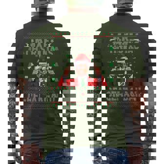 Trump Dance Merry Christmas Ugly Xmas Sweater Pajamas Men's T-shirt Back Print - Thegiftio
