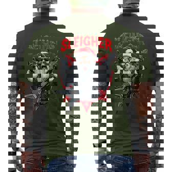 Xmas Christmas Guitar Santa Sleigher Heavy Metal Rock Men's T-shirt Back Print - Thegiftio