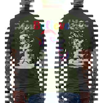 Xmas Party Believe In Dabbing Unicorn Cute Costume Men's T-shirt Back Print - Seseable