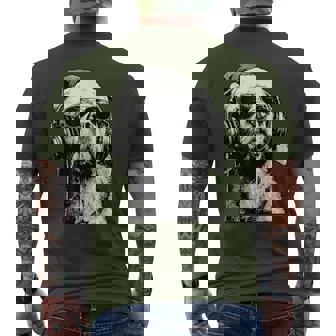 Golden Retriever Dj In Sunglasses Santa Dog Christmas Music Men's T-shirt Back Print | Mazezy