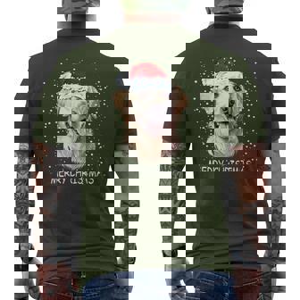 Golden Retriever Dog Santa Christmas Lights Xmas Boys Men's T-shirt Back Print | Mazezy