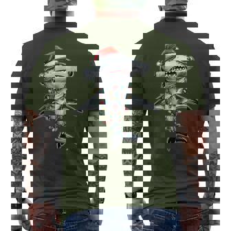 Hammerhead Shark Christmas Hat Xmas Men's T-shirt Back Print - Monsterry