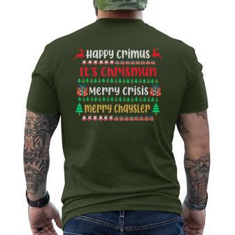 Happy Crimus It's Chrismun Merry Crisis Christmas Men's T-shirt Back Print - Thegiftio UK