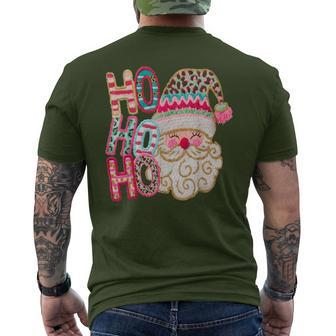 Ho Ho Ho Santa Knitted Crochet Merry Christmas Holiday Retro Men's T-shirt Back Print - Thegiftio UK