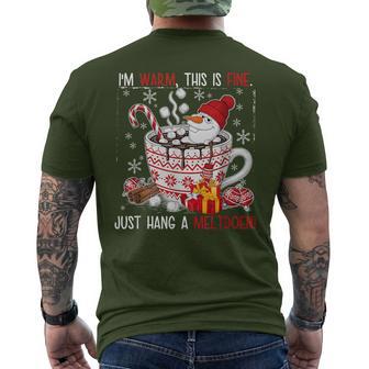 I'm Fine This Is Fine Just Having Meltdown Snowman Christmas Men's T-shirt Back Print - Monsterry