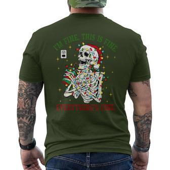 It's Fine I'm Fine Everything Is Fine Christmas Skeleton Men's T-shirt Back Print - Thegiftio UK