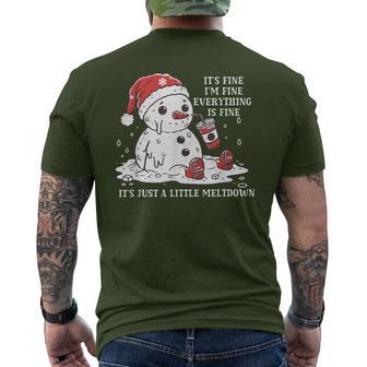 It's Fine I'm Fine It's Just A Little Meltdown Christmas Men's T-shirt Back Print - Thegiftio UK