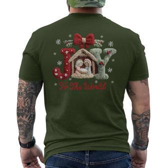 Joy To The World Crochet Nativity Christmas Religious Men's T-shirt Back Print - Thegiftio UK
