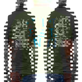 Let It Snow Christmas Snowman Snowflakes Xmas Holiday Pajama Men's T-shirt Back Print - Monsterry