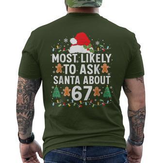 Most Likely To Ask Santa About 67 Christmas Pajama Men's T-shirt Back Print - Thegiftio UK