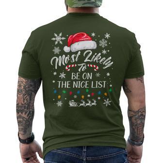 Most Likely To Be On The Nice List Santa Hat Men's T-shirt Back Print - Thegiftio UK